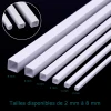 Goulottes en PVC blanc 2 mm x 2 mm pour cacher les câbles électriques en miniature, idéales pour maison de poupée ou projets de modélisme. Avec dimensions