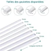 Goulottes en PVC blanc 2 mm x 2 mm pour cacher les câbles électriques en miniature, idéales pour maison de poupée ou projets de modélisme. Détail des tailles 2