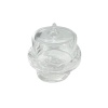 Cloche à fromage miniature en verre avec socle et couvercle. Présentoir idéal pour gâteaux ou fromages dans une maison de poupée élégante. Vue monté sur fond blanc
