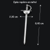 épée rapière miniature métal 1:12 pour maison de poupée avec dimensions.
