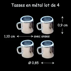 tasses miniatures acier maison de poupée avec dimensions