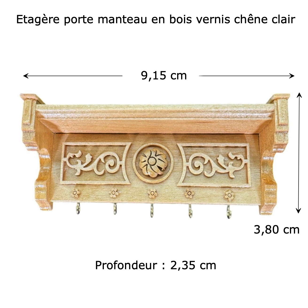 Étagère miniature bois sculpté - Avec dimensions