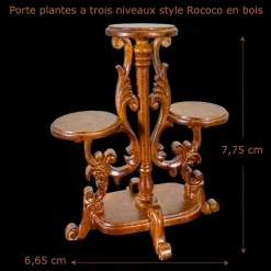 porte-plante miniature bois Rococo vue avec dimensions