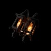 Applique double en métal noir 12 volts pour maison miniature 1/12ᵉ vue de dessous fond noir