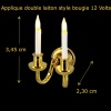 Applique miniature double bougie en laiton doré pour maison de poupée vue principale avec dimensions