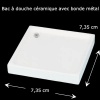 Bac à douche céramique avec bonde métal 1/12ᵉ — vue principale avec dimensions