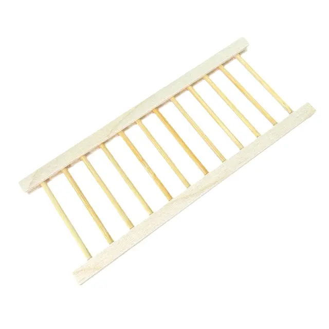 Balustrade en bois brut pour maison de poupée 1/12ᵉ vue en diagonale fond blanc