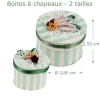 Boîtes à chapeaux miniatures décorées pour maison de poupée 1/12ᵉ vue principale avec dimensions