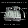 Boîtier de raccordement pour 8 piles 1,5V avec fiche jack miniature vue principale avec dimensions