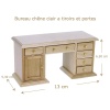 bureau miniature bois chêne clair 1/12ᵉ vue principale avec dimensions