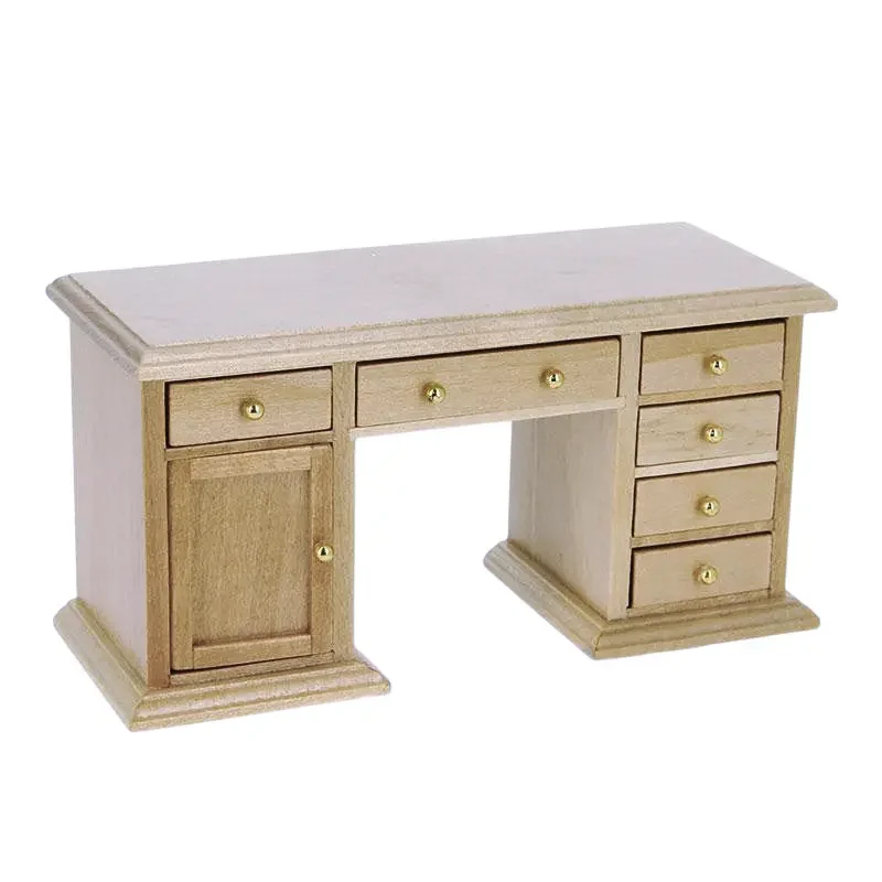 bureau miniature bois chêne clair 1/12ᵉ vue principale