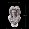 Buste de Mozart en métal gris — vue principale avec dimensions