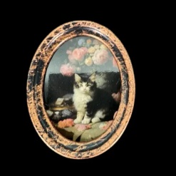 Cadre miniature imitation bronze antique avec chat vue principale