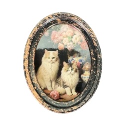 Cadre miniature bronze deux chats
