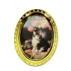 Cadre doré miniature avec chat fleuri