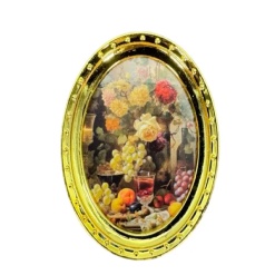 Cadre doré miniature fruits chandelle 1/12ᵉ