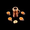 Cafetière cuivre miniature avec 4 tasses 1/12ᵉ — vue couvercle déposé