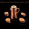 Cafetière cuivre miniature avec 4 tasses 1/12ᵉ — vue principale avec dimensions