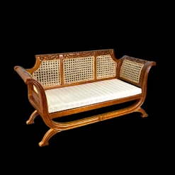 Canapé miniature Louis-Philippe en bois et cannage vue principale