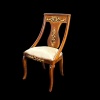 Chaise style Empire Trianon en bois avec assise beige pour maison 1/12ᵉ vue de coté droit fond noir