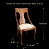 Chaise style Empire Trianon en bois avec assise beige pour maison 1/12ᵉ vue principale avec dimensions