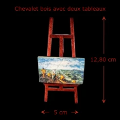 Chevalet en bois miniature avec deux tableaux pour maison de poupée 1/12ᵉ avec dimensions