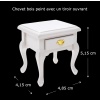 Chevet miniature blanc 1/12 avec tiroir vue principale avec dimensions