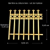 Clôture bois décorative 1/12ᵉ, lot de 4 sections — vue principale avec dimensions