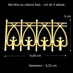 Clôture bois à arcs gothiques 1/12ᵉ, lot de 4 sections — vue principale avec dimensions