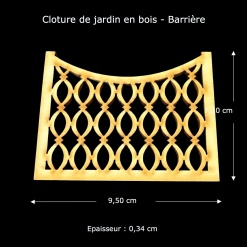 Clôture bois à cercles 1/12ᵉ, lot de 4 sections — vue principale avec dimensions