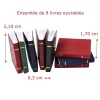 Ensemble de huit livres ouvrables miniatures en papier et carton vue principale avec dimensions