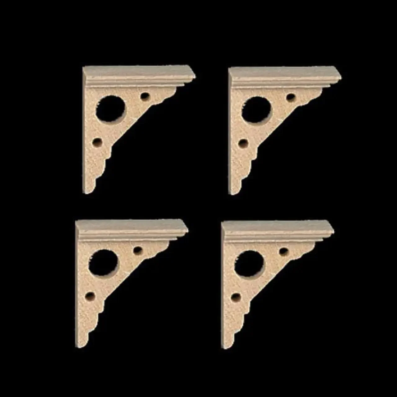 Equerres d’étagères bois 1/12e, lot de 4, bois naturel — vue principale