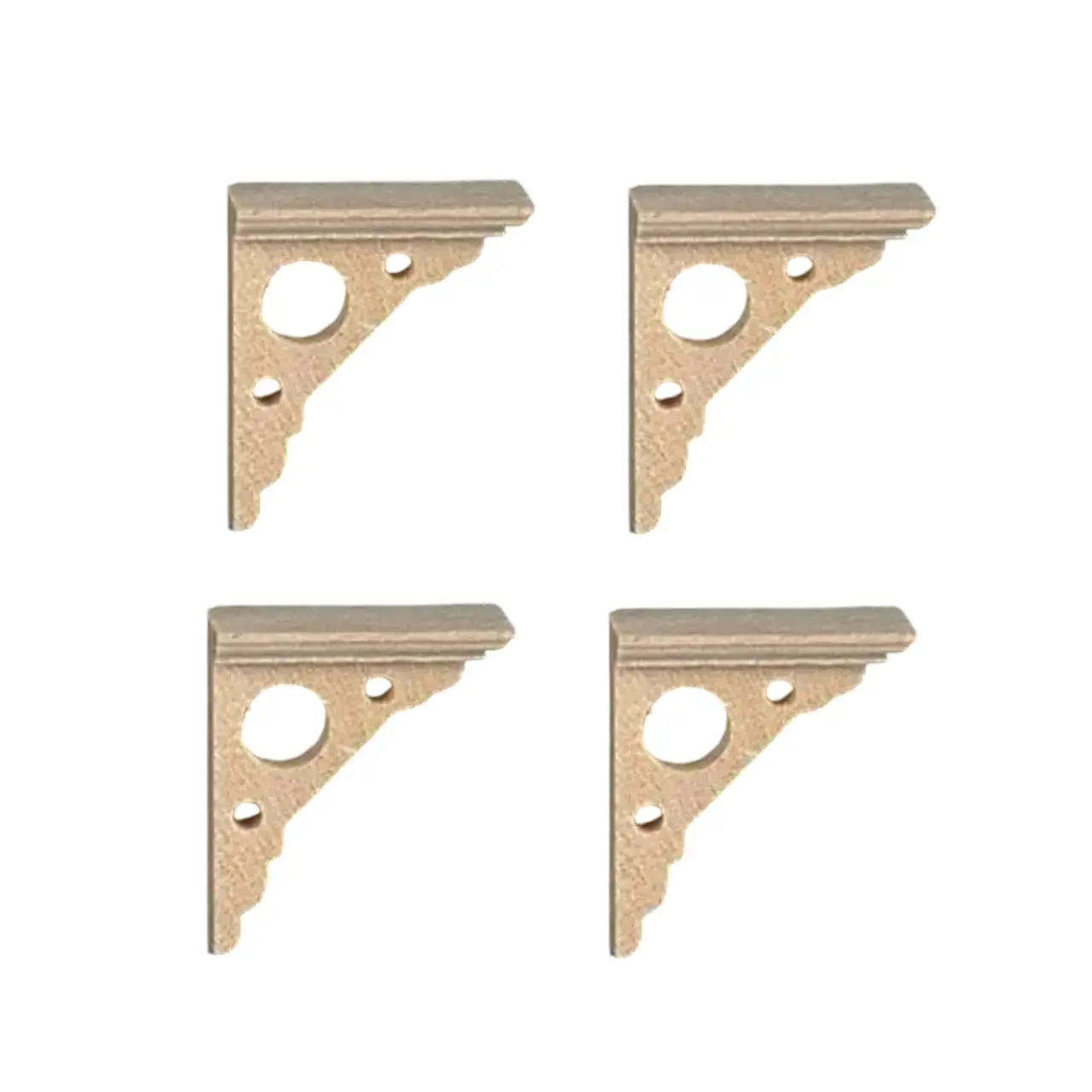 Equerres d’étagères bois 1/12e, lot de 4, bois naturel — vue principale fond blanc