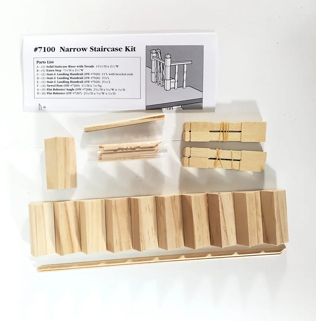 Escalier bois 1/12ᵉ avec retour Houseworks — vue du Kit