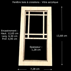 Fenêtre bois à croisillons miniature vue principale avec dimensions
