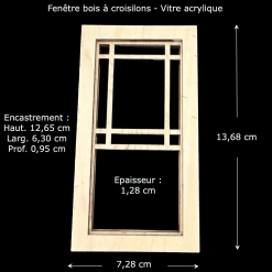 Fenêtre bois à croisillons miniature vue principale avec dimensions