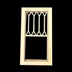 Fenêtre bois à losanges miniature échelle 1/12ᵉ en bois naturel avec vitre acrylique — vue principale