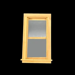 Fenêtre bois coulissante miniature en bois naturel avec vitre acrylique échelle 1/12ᵉ vue principale
