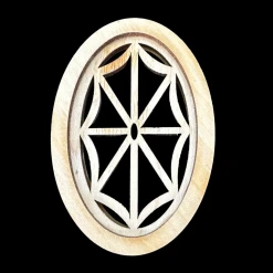 Fenêtre ovale bois brut avec acrylique pour maison de poupée 1/12ᵉ vue principale