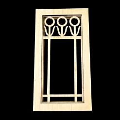 Fenêtre bois rectangulaire 1/12ᵉ avec vitre acrylique et motif floral vue principale