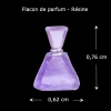 Flacon eau de toilette violet en résine, vue principale avec dimensions