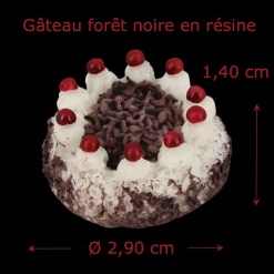 Gâteau forêt noire miniature en résine vue principale avec dimensions