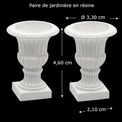 Jardinières miniatures résine pour maison de poupée 1/12ᵉ vue principale avec dimensions