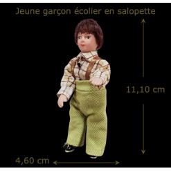 Jeune garçon écolier en salopette — vue principale avec dimensions