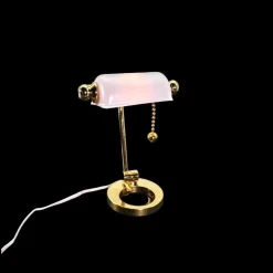 Lampe de bureau blanche en 12 volts style classique en laiton pour maison de poupée vue principale