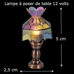 Lampe miniature style Tiffany pour maison de poupée vue principale avec dimensions