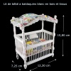 Lit bébé baldaquin blanc en bois et tissu — vue principale avec dimensions