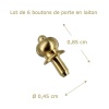 Lot de 6 boutons de porte en laiton doré pour maison de poupée échelle 1/12ᵉ vue principale 1 seul bouton avec dimensions