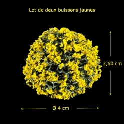 Lot de deux buissons jaunes miniature 1/12ᵉ vue principale avec dimensions