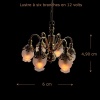 Lustre 6 branches 12 volts avec globes opaques pour maison de poupée 1/12ᵉ vue principale avec dimensions